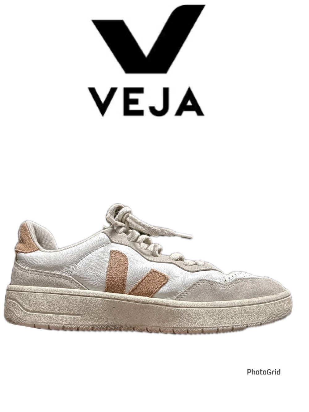 VEJA V90 White Sneakers with Tan Suede Accents